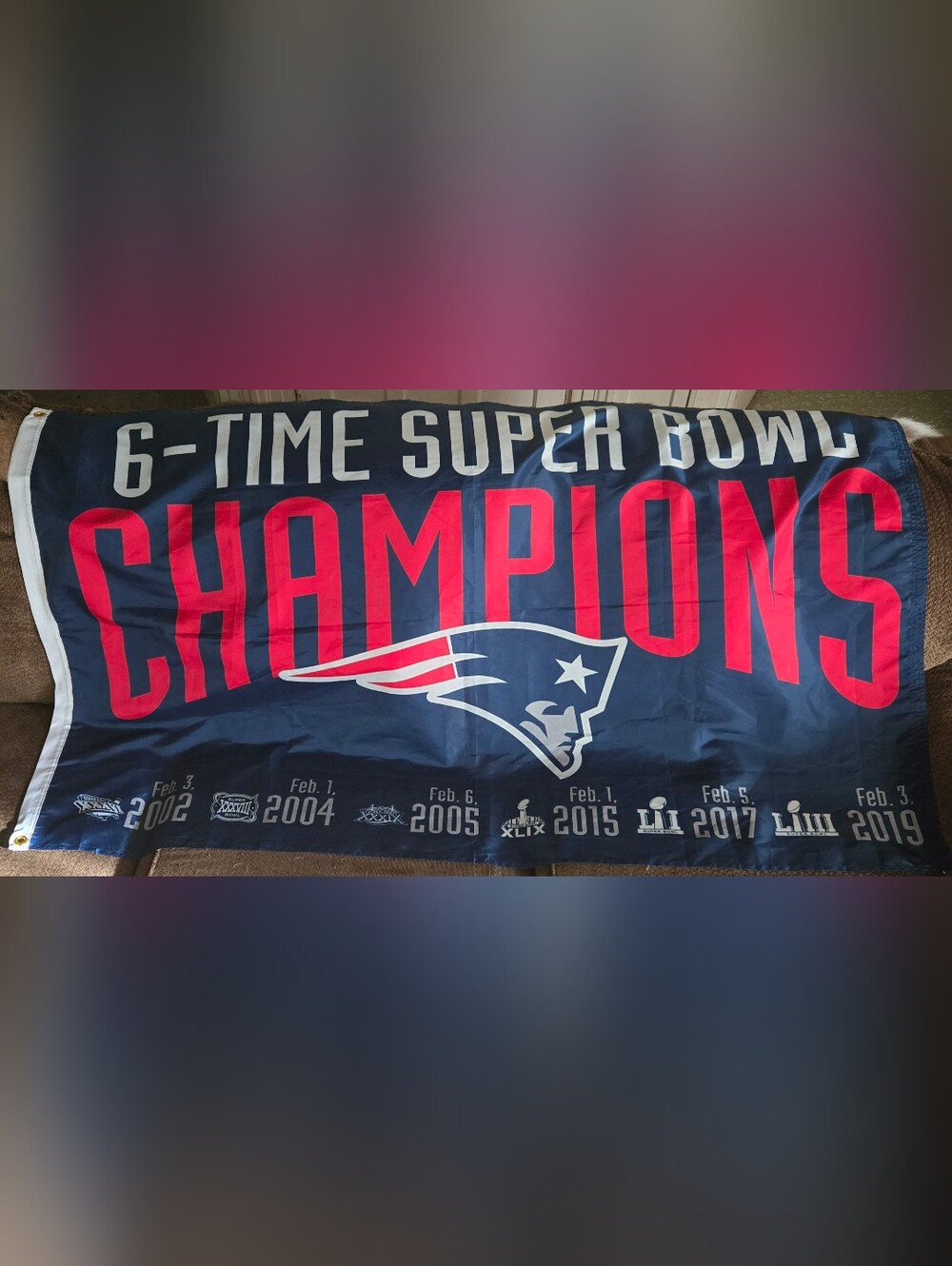 WinCraft New England Patriots 6-Time Super Bowl Champions NFL Flag, Licensed